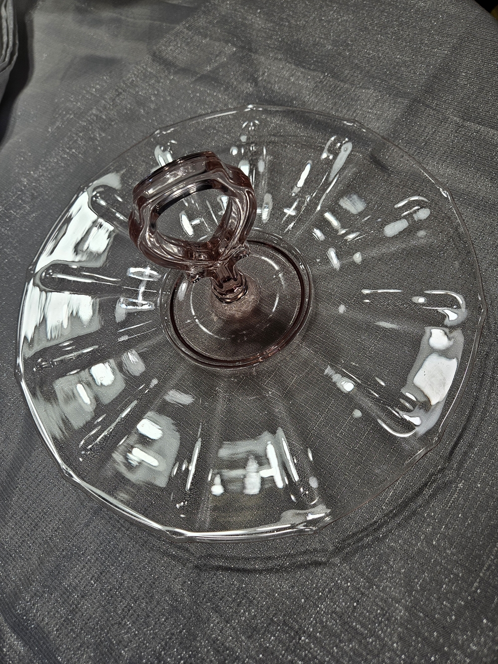 Cambridge Glass Co Pink Depression Glass Single-Tier Serving Platter with Handle - Picture 7 of 14